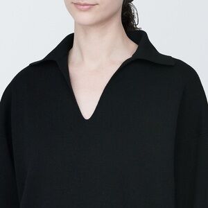 Muji Women's Milano Rib V Neck Collar Jumper